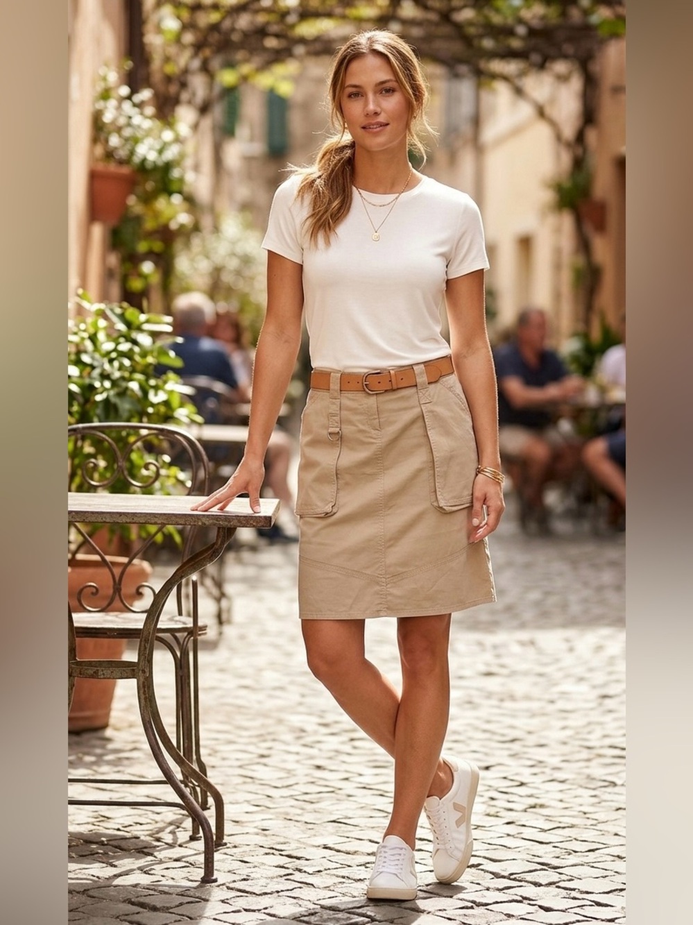 Patrizia Pepe Khaki Cotton Utility Cargo Skirt - Size EU 44‎ US 8